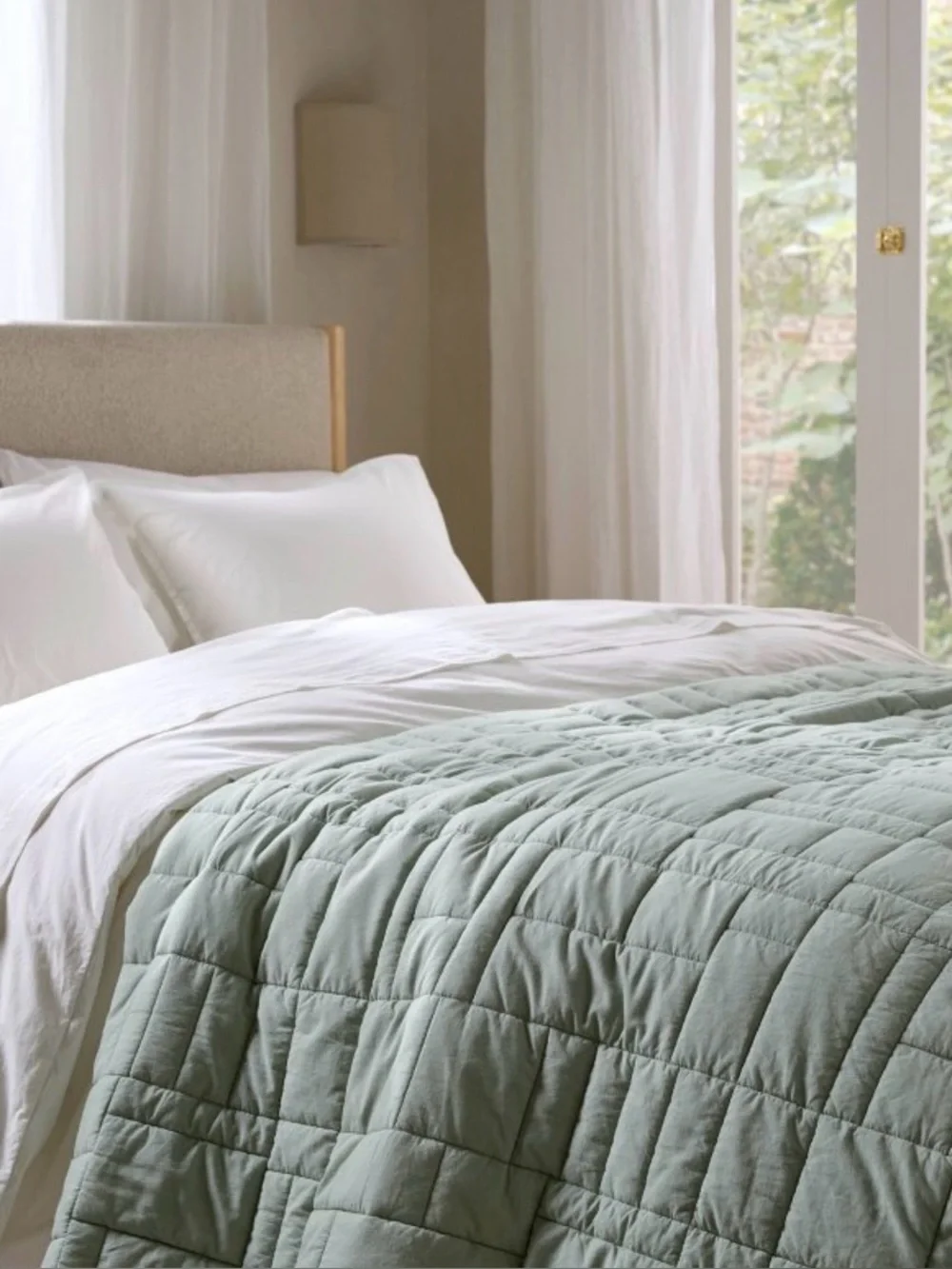Brand new Parachute Sage Green Quilted Comforter king cali king